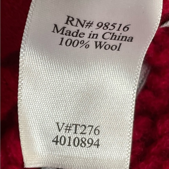 COLDWATER CREEK SWEATER WOMENS SMALL RED CARDIGAN RIBBON LACE SWEATER 100% WOOL - Picture 3 of 5